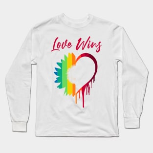 Love Wins Sunflower Rainbow Heart Long Sleeve T-Shirt